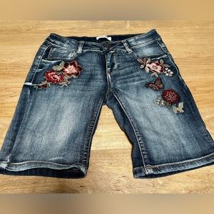 Mudd Embroidered denim shorts